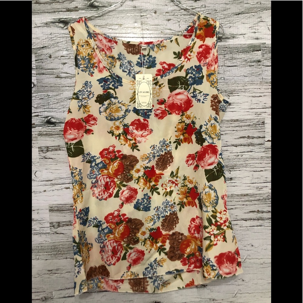 Liva Girl floral cami XXXL but fits smaller NWT